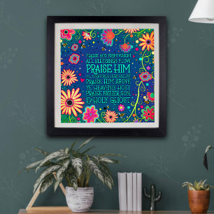 Poster Jolie Doxologie Florale Inspirété Religieuse