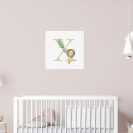 Poster Jolie enfant animal LION Monogramme X Nursery