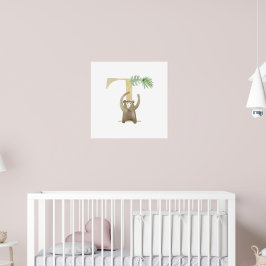 Poster Jolie enfant animal MONKEY Monogramme T Nursery