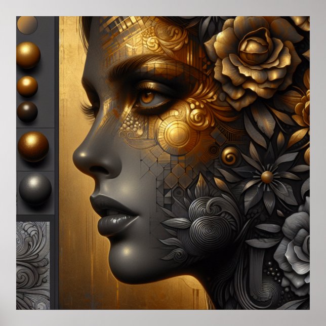 Poster Jolie femme en or Ethereal (Devant)