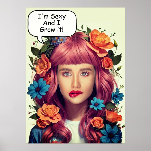 Poster Jolie fille florale visage dans le trou photo (Devant)