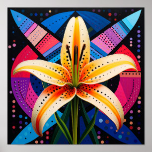 Poster Jolie Fleur aux Formes Abstraites Lis