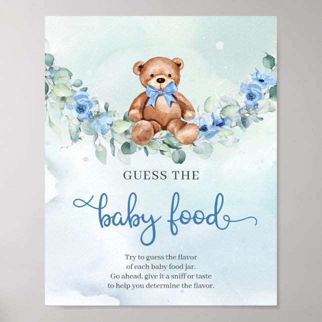Poster Jolie fleur bleue d'éléphant Guess The Baby Food j (Devant)