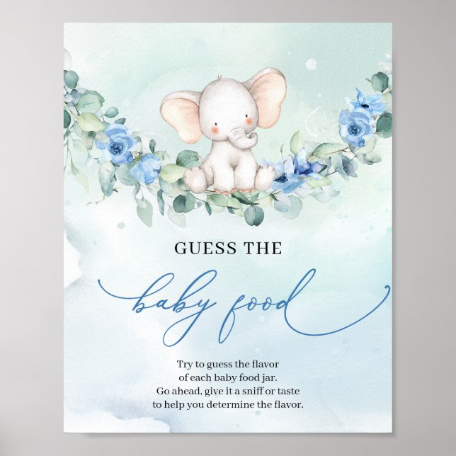 Poster Jolie fleur bleue d'éléphant Guess The Baby Food j (Devant)