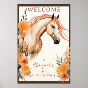 Poster Jolie fleur de cheval et de Pêche Accueil Annivers