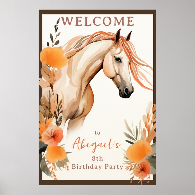 Poster Jolie fleur de cheval et de Pêche Accueil Annivers (Devant)