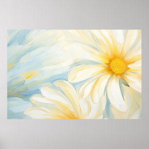 Poster Jolie fleur marguerite peinture abstraite.