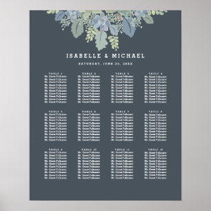 Poster Jolie floraison Vintage Jardin Mariage Seating Cha
