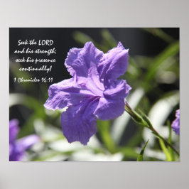 Poster Jolie floraison violette avec vers biblique sur la