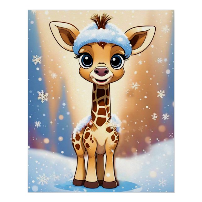 Poster Jolie Giraffe de Noël à Beanie Casquette MON PROPR (Devant)
