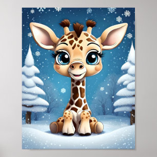 Poster Jolie Giraffe de Noël OWN ART Lisa-Dawn Designs