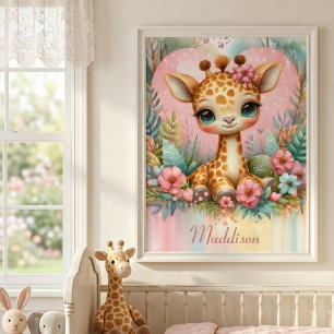 Poster Jolie girouette bébé personnalisée avec prénom pou