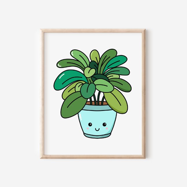 Poster Jolie illustration de plante en pot botanique Kawa (Créateur téléchargé)