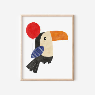 Poster Jolie illustration moderne de toucan fait à la mai