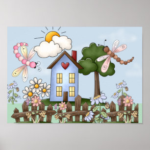 Poster Jolie image d'art folklorique campagnard