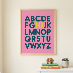 Poster Jolie lettre d'alphabet simple en rose