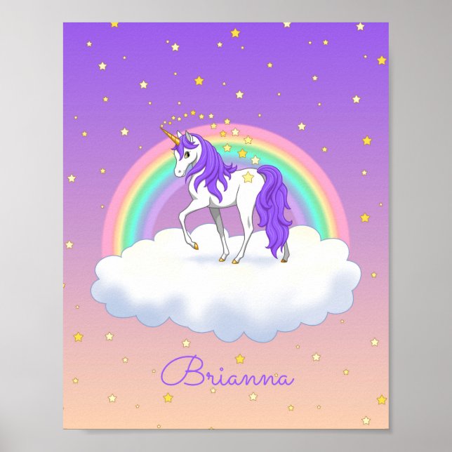 Poster Jolie Licorne De Rêve Arc-en-ciel Violet (Devant)
