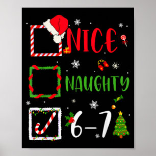 Poster Jolie liste vilain 67 Noël Brainrot drôle 6-7 