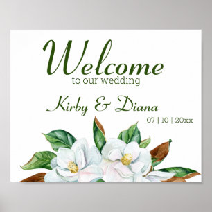 Poster Jolie Magnolia Bouquet Mariage Bienvenue
