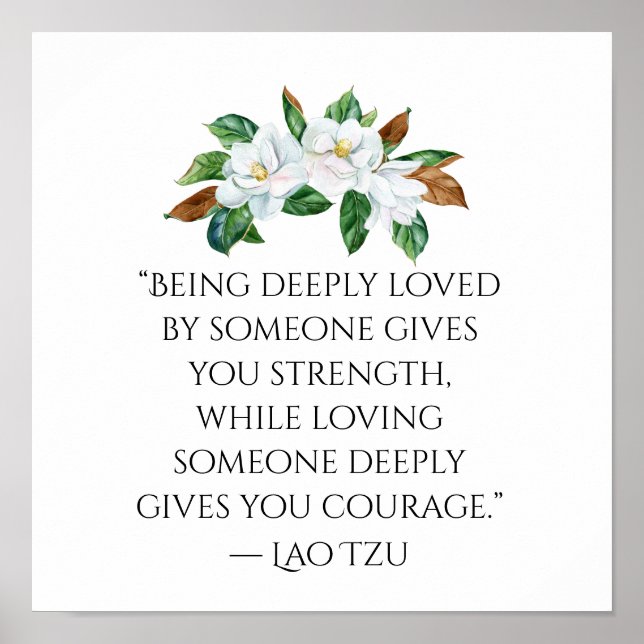 Poster Jolie Magnolias et Citation d'amour profond (Devant)