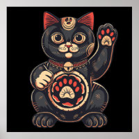 jolie Maneki Neko imprimé chat japonais