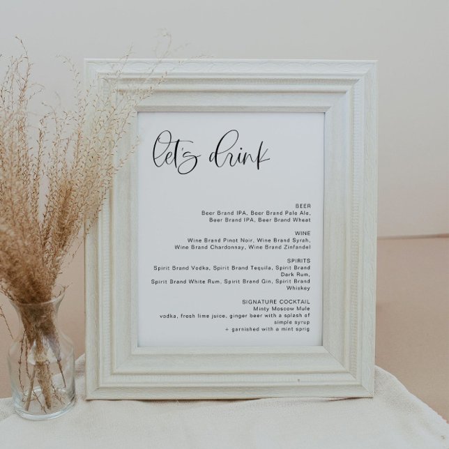 Poster JOLIE Minimaliste Bohème Panneau de Menu de Bar Le (Créateur téléchargé)