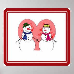 Poster Jolie neigeuse Motoneige - Neige en amour