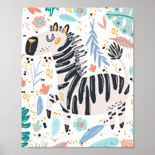 Poster Jolie nurserie africaine zèbre