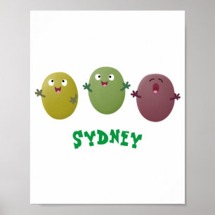 Poster Jolie olives joyeux chantant dessin animé