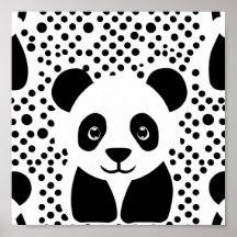 Jolie Panda Kids Black White Dots Salle Mur Art