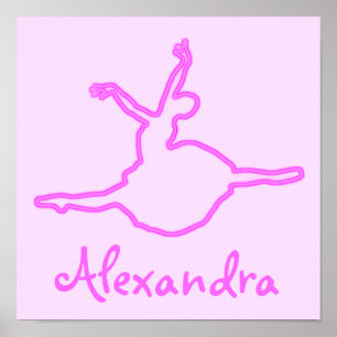 Poster Jolie Personnalisée Neon rose Ballerina