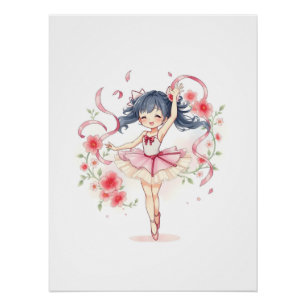 Poster Jolie petite fille ballerine