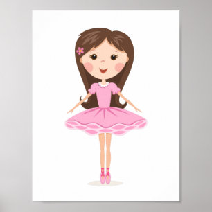 Poster Jolie petite fille de ballerine en tutu rose