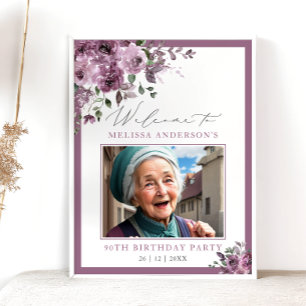Poster Jolie photo florale violette de bienvenue pour ann