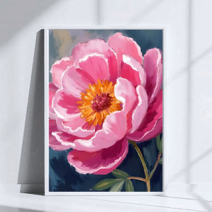 Poster Jolie pivoine rose   Peinture de fleurs aquarelle