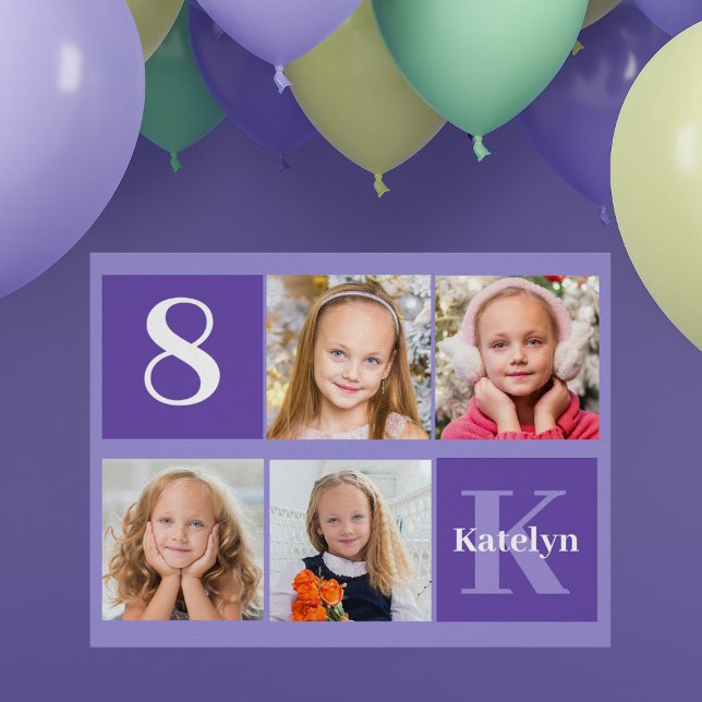 Poster Jolie Purple Personnalisé Enfant Photo Anniversair (Créateur téléchargé)
