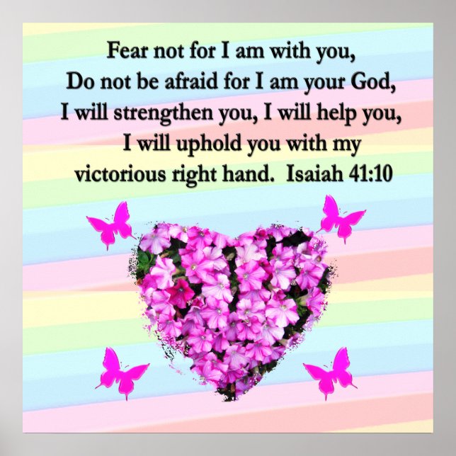 POSTER JOLIE ROSE FLORALE ISAIAH 41:10 CONCEPTION (Devant)