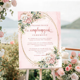 Poster Jolie Rose Pâle Rose Gold Floral Cérémonie Sans Té