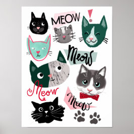 Poster Jolie salle de jeux chat amusant face à l'affiche 