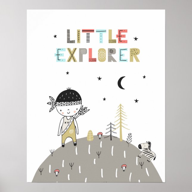 Poster Jolie Scandinave Petits Explorer Enfants (Devant)