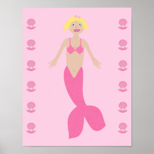 Poster Jolie sirène d'Imaginaire rose