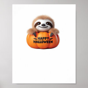 Poster Jolie Sloth assise dans un Citrouille. Hauteur heu