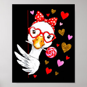 Poster Jolie stupide oie Coquette noeud Saint-Valentin Ho