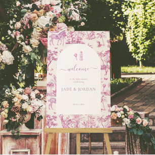 Poster Jolie Toile de Jouy Safari   Fête de Naissance Ros