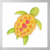 Jolie tortue fantaisiste art de nursery vert pour