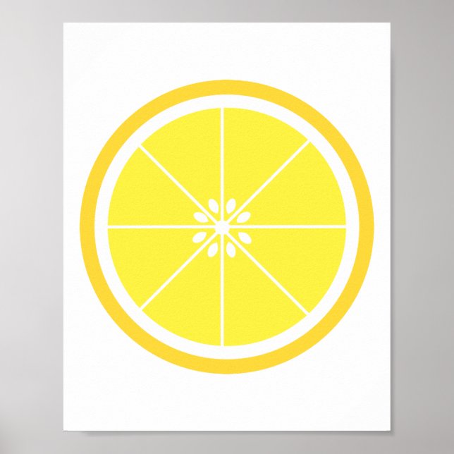 Poster Jolie tranche de fruits d'agrumes de citron jaune (Devant)