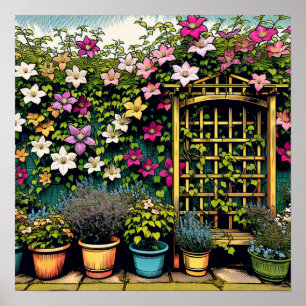 Poster Jolie Trellis extérieurs et Pots de Plantes