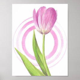 Poster Jolie Tulipe rose Printemps Fleur élégante Art flo