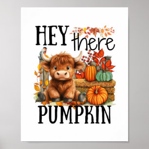 Poster Jolie vache d'automne, hé, il y a citrouille d'aut