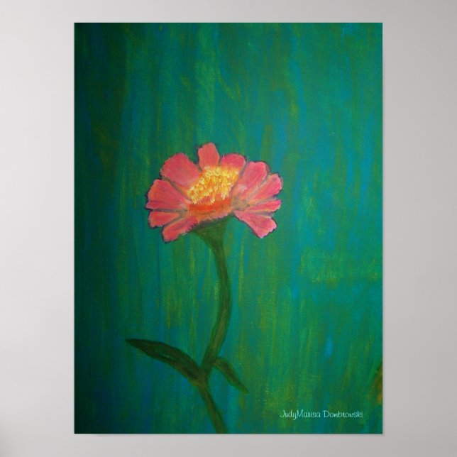 Poster Jolie Zinnia rose (Devant)